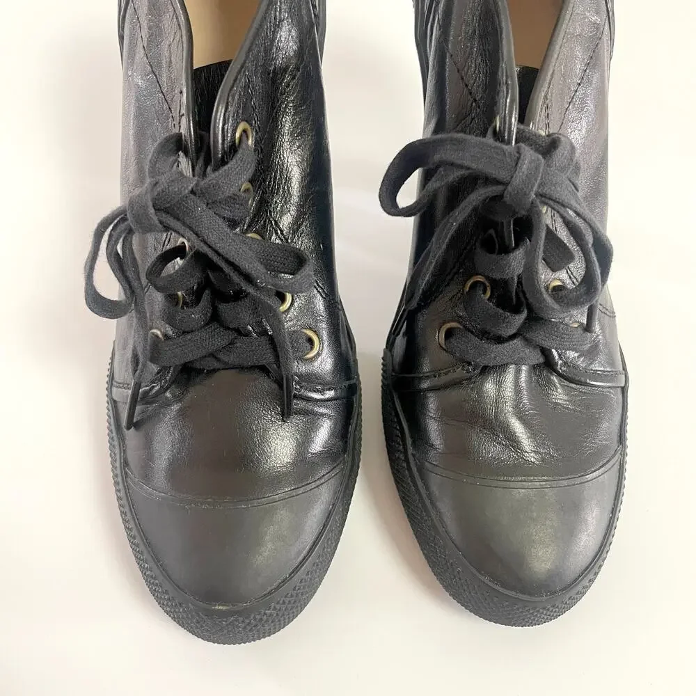 Vintage 90s Y2K DKNY Sneaker Heels‎ Sz 8.5 Utility Chic Urban Minimalist Cyber